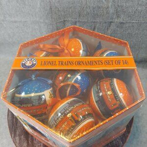 Lionel Trains Christmas Ornaments Set Of 14 With Hexagon Gift Box READ